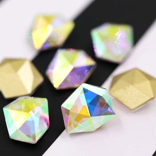 Free shipping pointback glue on glass rhinestones K9 Ice shape AB Color crysyal rhinestones diy wedding dress Accessories