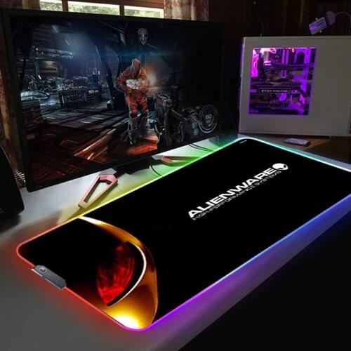 Alienware RGB Soft Large Gaming Mouse Pad Oversize Glowing Led Extended Non-Slip Rubber Base Computer Keyboard Pad backlight Mat