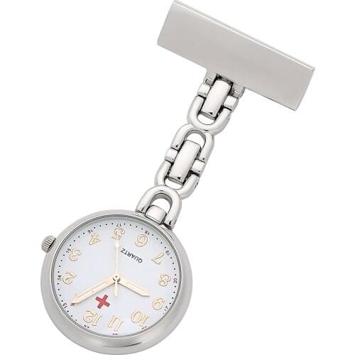 Nurses Pin Watch 24hr Military Time Infection Control Watch Rose Gold Numerals Pendant Pocket Red Cross Brooch Nurses Watch