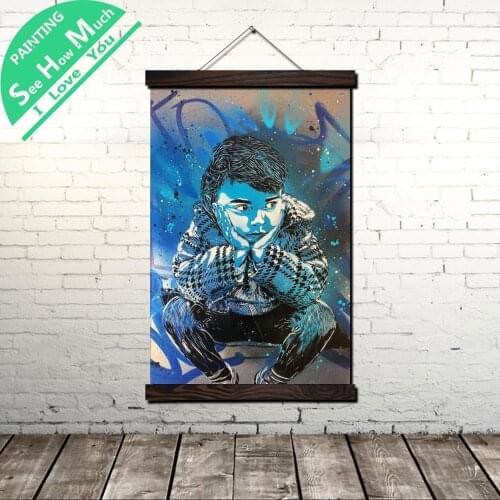 Think Boy Graffiti Scroll Painting Canvas Vintage Poster and Prints Wall Art Pictures Living Room Bedroom Farmhouse Decoration