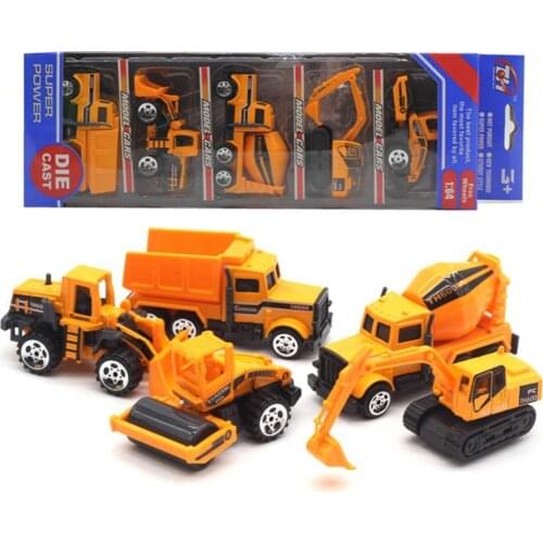5Pcs 1/64 Diecast Fire Truck Alloy Engineering Racing Military Car Vehicle Model Kids Toy