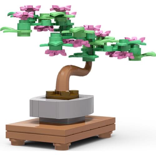 MOC Mini Plant Bonsai Tree Building Blocks Potted Tea Table Room Decoration Bricks Ornament Model Toy For Children Birthday Gift
