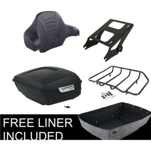 Motorcycle Matte King Pack Trunk Backrest W/ Rack Fit For Harley Tour Pak Touring Road Glide 14-20
