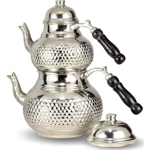 Morya Copper Turkish Tea Pots Set 1teapot Warmer Coffee Teaware Kettle Infuser Vintage Kitchen Decor Handmade 2.5L