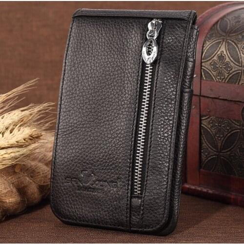 Men Cowhide Genuine Leather Waist Hook Bag Belt Bum Small Money Cell/Mobile Phone Cigarette Case Purse Pouch Male Fanny Pack New