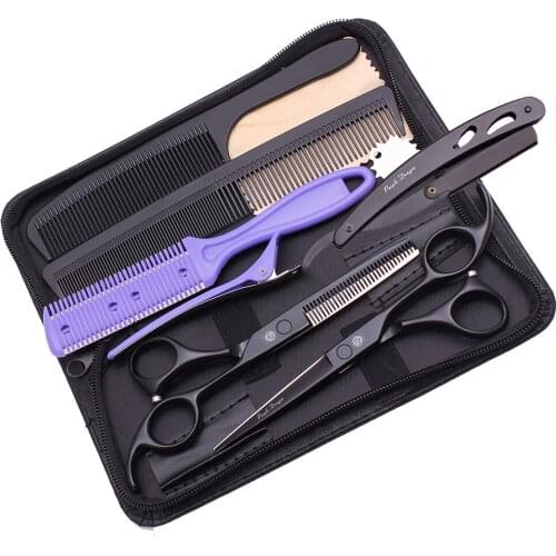 Haircut Set 5.5" 6" Purple Dragon Stainless Salon Barber Thinning Scissors Good Quality Professional Hair Cutting Shears 1008
