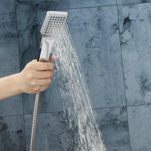 ABS Square Handheld Shower Head Set+Holder+1.5M Stainless Steel Hose High Pressure Bathroom Shower Heads Set Spray Head