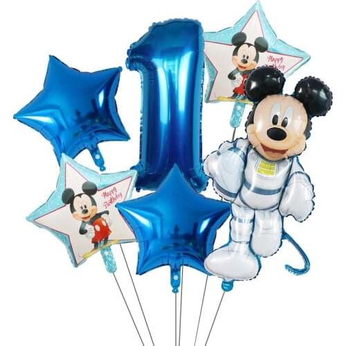 6Pcs Disney Mickey Mouse Minnie Aluminium Foil Balloons Set Children Birthday Party Decoration Supplies Balloon Gifts for Boys