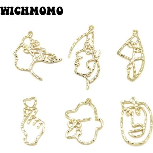 2019 New Fashion 4pieces/bag High Quality Zinc Alloy Gold Figure Face Charms Pendant for Earring Necklace Jewelry Accessories