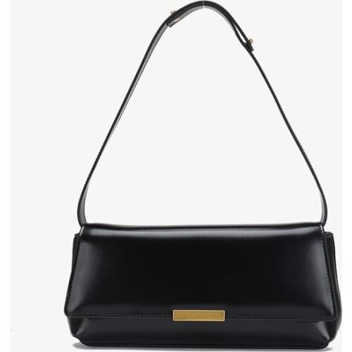 2021 New Trendy Underarm Bag Middle-aged Baguette Bag Shiny Fashion All-match Shoulder Bag Cow Leather women bag