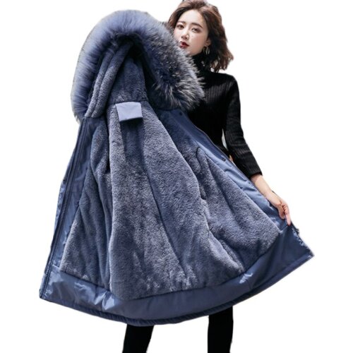 NEW Winter Coat Parka Women Large Fur Female Jacket Mid Long Padded Clothing Snow Wear Plus velvet Warm Hooded Winter Jacket 6XL