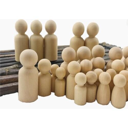 32pc Girl/Boy (35mm 43mm 55mm 65mm each type 8pc)Natural Wooden Family DIY Waldorf Toy Blocks Educational Toy for Children Gifts