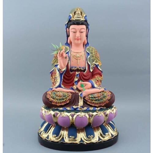 Wholesale Buddha figure # HOME family efficacious Protection Talisman Asia color drew Guan yin PUSA Bodhisattva Buddha statue