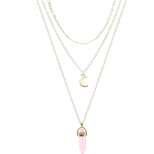 Fashion Beauty Crystal bullet Moon Multilayer Choker Necklace Women chains Pendant layered Neckalce Jewelry Accessories 2020 New