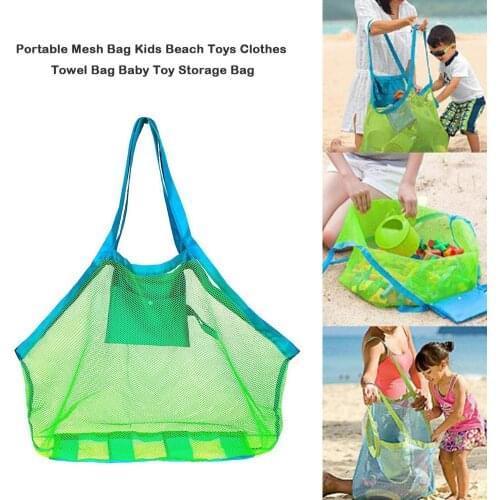 Portable Mesh Bag Kids Beach Toys Clothes Towel Bag Baby Toy Storage Bag