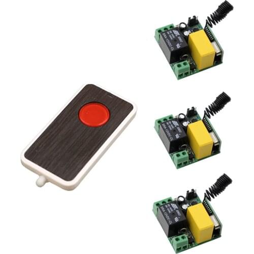 Promotion AC220V 1CH 10A Wireless Remote Control Switch System 3pcs Mini Receiver With Transmitter Used in Rolling Gate Curtain