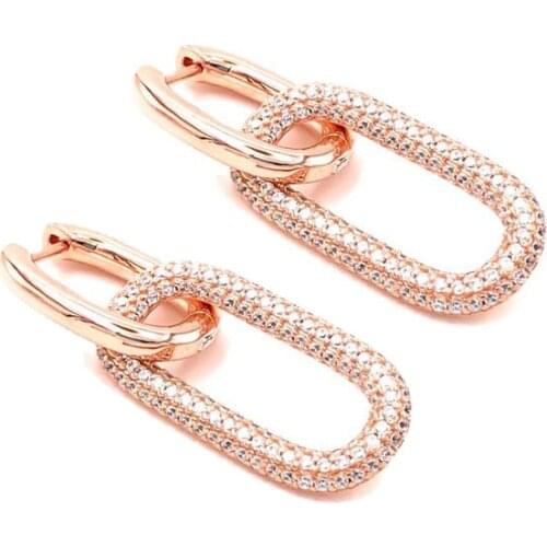 Geometric dangle drop earring iced out 5A cz cubic zirconia geometric classic european women jewelry