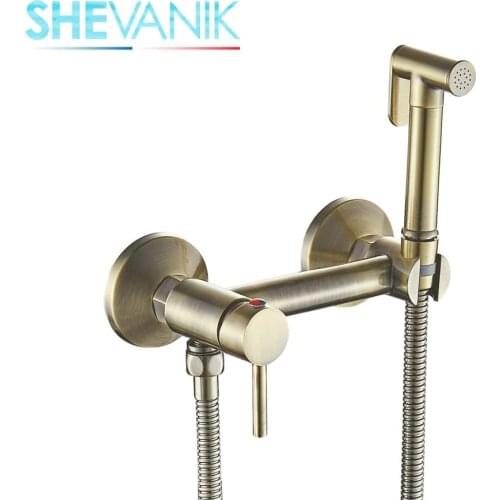 SHEVANIK Гигиенический душ,бронзовы, душ для биде,душ для унитаза,мусульманский душ,античный стиль,холодная и горячая вода S137Q