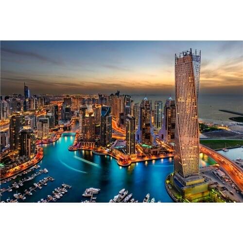 Modern Decor Art HD Printed Wall City Busy Dubai Landscape on Canvas Oil Painting Pictures Home Sitting Room Decoration