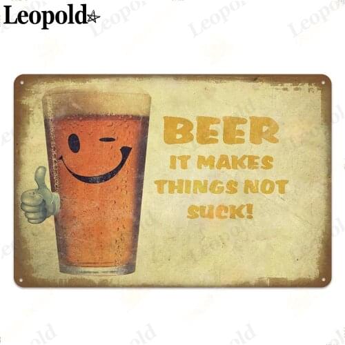 Old-Fashioned Beer Metal Tin Plate Smiley Face Letter Thumb Poster Sign Plaque Bar Club Family Restaurant Wall Decoration20X30Cm