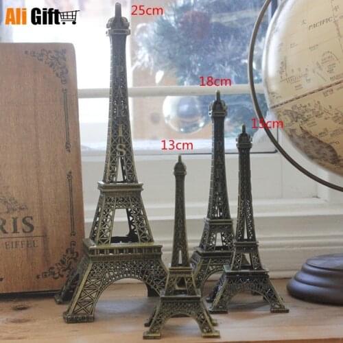 Vintage Bronze Tone Paris Eiffel Tower Figurine Statue Vintage Alloy Model Decor Home Furnishing Household Desktop Decro 8-62 cm