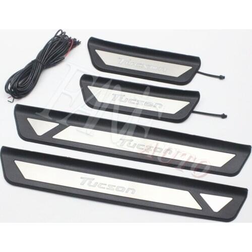 Car Styling Stainless Steel Led Door Sill Scuff Plate Guard Sills Protector Trim For Hyundai Tucson 2004-2019