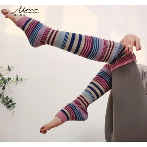 Leg Cover Cashmere Warm And Antiskid Over Knee Socks Knitting Striped Long Leg Warmers Knitted Fashion High Quality