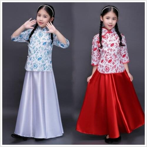 Traditional ancient chinese costume for costume hanfu child girls clothing Tang Dynasty costumes Guzheng Performance Clothing