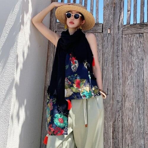 Ladies Elegant Handmade Spring Summer Scarf Shawl Women Shawls Silk Muffler Embroidery Warm Flower Outdoor Travel Scarves 175CM