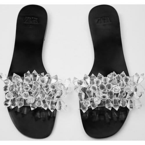 Ummer Flat Diamond Women Slippers Large Casual Women Sandals Comfort Women Beach Shoes Female Footwear Zapatillas Mujer