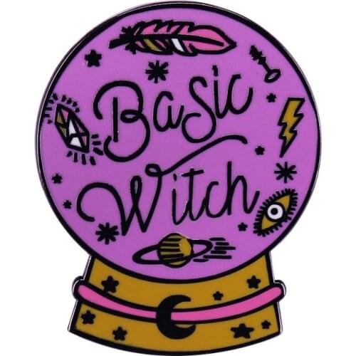 Basic Witch Crystal Ball Enamel Pin Magic Fortune Divination Badge Cute Pastel Chic Halloween Vibes Accessory