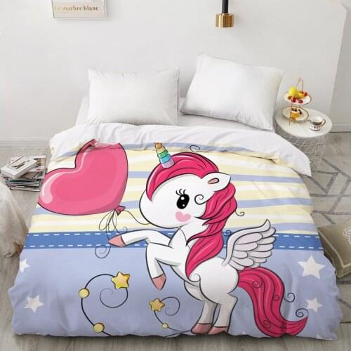 1Pcs 3D Printed Cartoon Kids Pink Unicorn Duvet Cover 140x200 Size Printing NO Pillowcases And NO Sheets Home Textiles Comforter