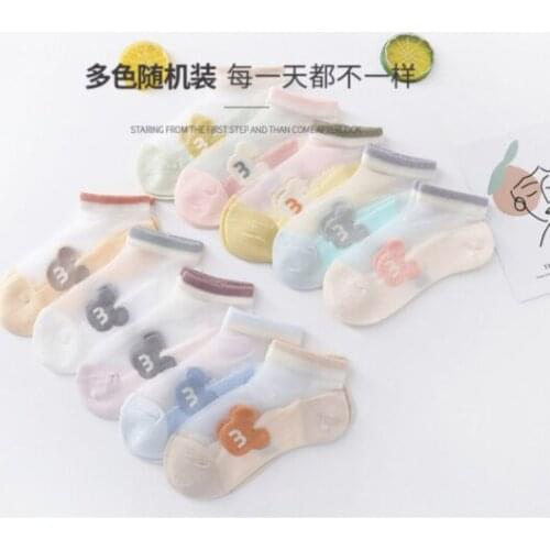 10pairs Childrens glass silk boat socks 3-15 years old girls summer cool breathable crystal silk socks new style fashion