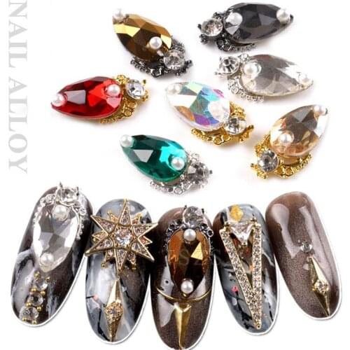 10pcs/ 3D Alloy Nail art jewelry Rhineston Nail Art Rhinestone Pearl metal nail art accessories DIY Nails nail accessories