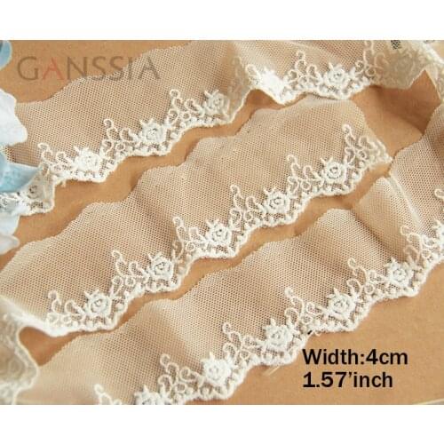 1yrd/lot Width:4.0cm Ivory white rose mesh embroidered lace,trimming lace for diy, sewing accessories, lace for garment(ss-420)