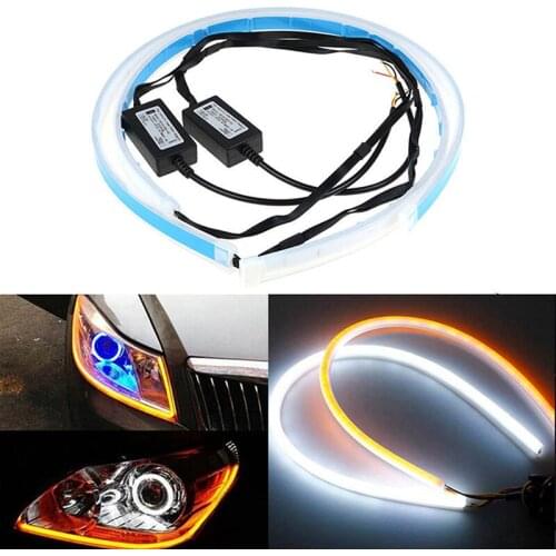 2Pcs 60cm LED Strip Light Angel Eye DaytimeFlexible Car Soft TubeRunning Headlight Lamp high grade