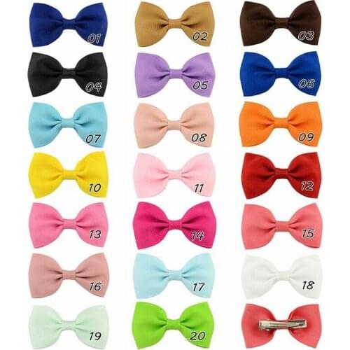 20pcs Kids Colorful Bow Hair Clips Hair Ornaments Fashion Candy Barrettes Bowknots Solid Ribbon Hair Clip Girls Women Hairpins