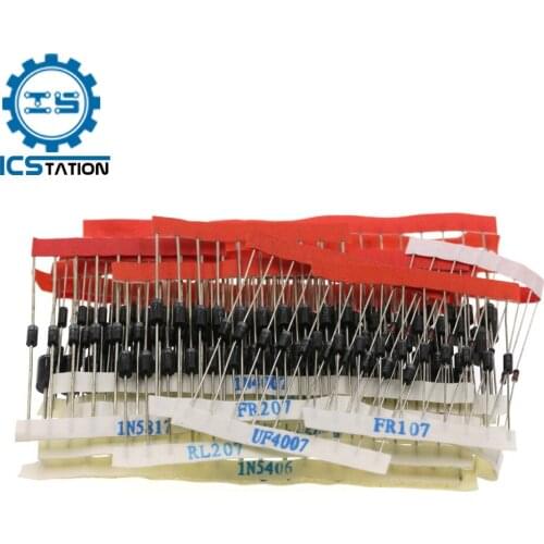 200Pcs Rectifier Diode Set Switching Diodes/ Rectifier Diodes/ Schottky Diodes 1N5404 1N4007 RL207 1N5408 14 Values Kit