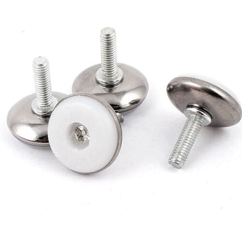 Furniture Adjustable Screw On Glide Leveling Foot Feet M6x20mm 4 Pcs