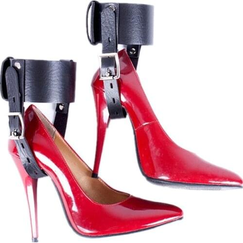 Adjustable Sexy Anklet Tie PU Leather Ankle Cuff Heel locking belt Shoes Restraints Women Anklet Tie Party Game Bdsm Anklet