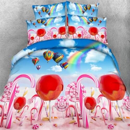 Free shipping 3d lollipop/colors balloon printing 4pcs without filler duvet cover set twin/full/queen/king/super king size