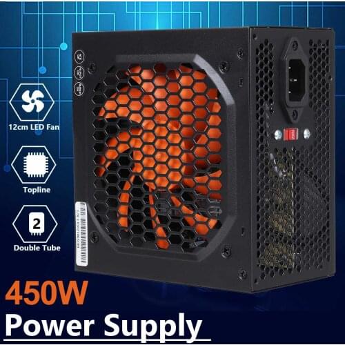 2021 450W MAX PC Power Supply LED Fan 24 Pin PCI SATA ATX 12V Switchable Desktop Computer PC Power Supply For Intel AMD Computer