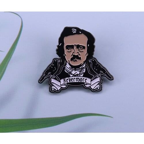 Edgar Allan Poe Inspired Brooch Nevermore The Raven Brooch Gothic Creepy Odd Halloween Brooch Horror Brooch Durable Wearable Ar