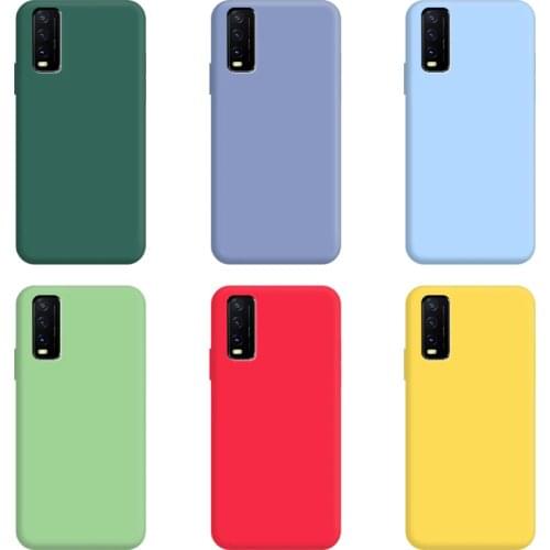 For VIVO Y20 Y20i Case Pure Color Silicone Case Macaron Colors Candy hue Soft TPU Simple Black Casing Phone Back Cover