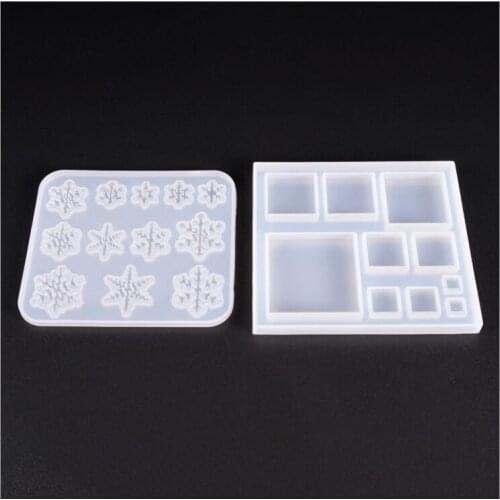 DIY Crystal Epoxy Mould Snowflake Square Multi-Spec Mold Pendant Ornament Silicone