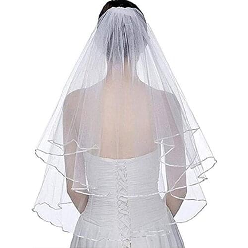 Hot Sale Sexy Clingy White Ivory Bridal Veils with Comb Wedding Accessories