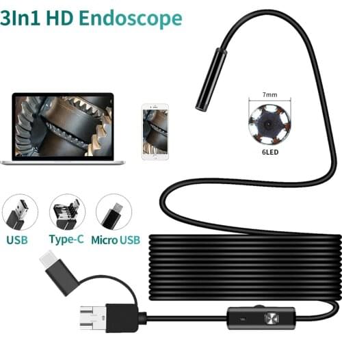 7.0mm Type-c Android USB Endoscope Camera Hard Cable PC Android Phone Endoscope Pipe Type C Endoscope Inspection Mini Camera