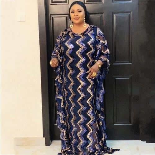 2 Piece Set African Dress For Women 2020 African Clothes Fashion African Sequins Robe Loose Dashiki Traditional Long Dress Lady