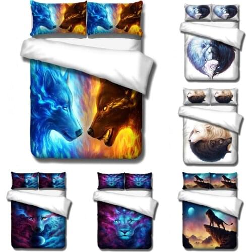 Duvet Cover 3D Constellation lion wolf tiger starry sky animal Bedding Sets King Queen full Twin Size 2/3pcs PillowCase