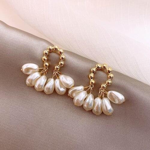 Korea New Gold Color Ball Irregular Simulated Pearl Tassel Drop Earrings For Women Fashion Jewelry Party Dangle Pendientes